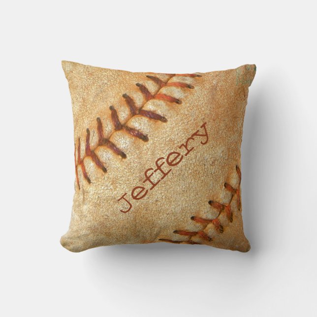 Coussin Couture rouge vintage personnalisée de baseball bl (Recto)