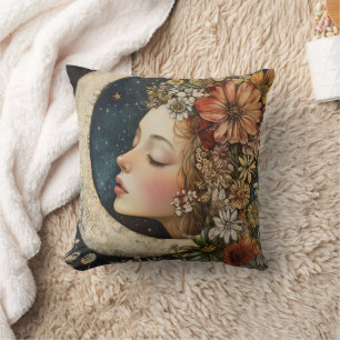 Coussin Couvercle floral et lune de croissant 2