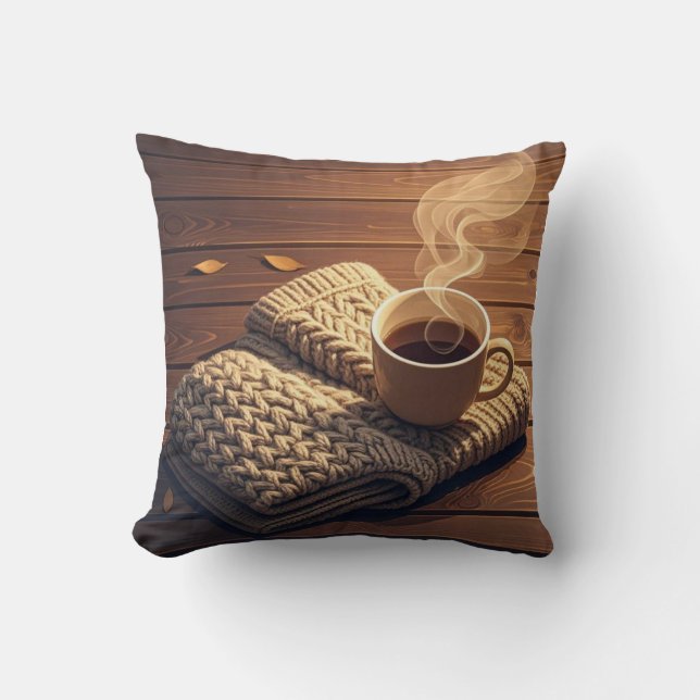 Coussin Couverture chaude et boisson vapeur (Recto)