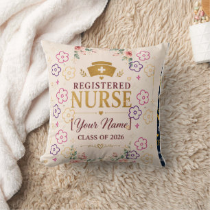 Coussin Couverture de remise de diplôme d'infirmière flora