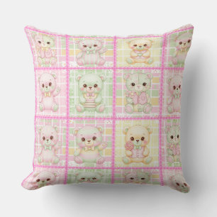 Coussin Couverture ourson patchwork mignon sans couture