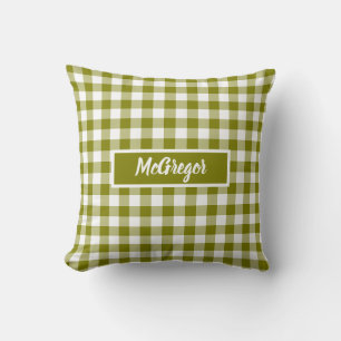 Coussin Couvertures personnalisées à carreaux gingham vert