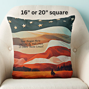 Coussin Cowboy à cheval dans le coucher du soleil du drape