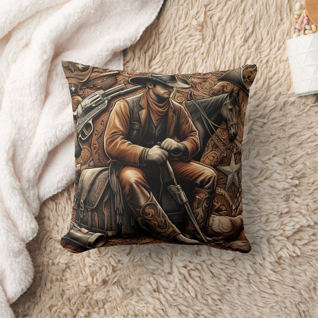 Coussin Cowboy à pistons : Portrait Ouest sauvage (Couverture)