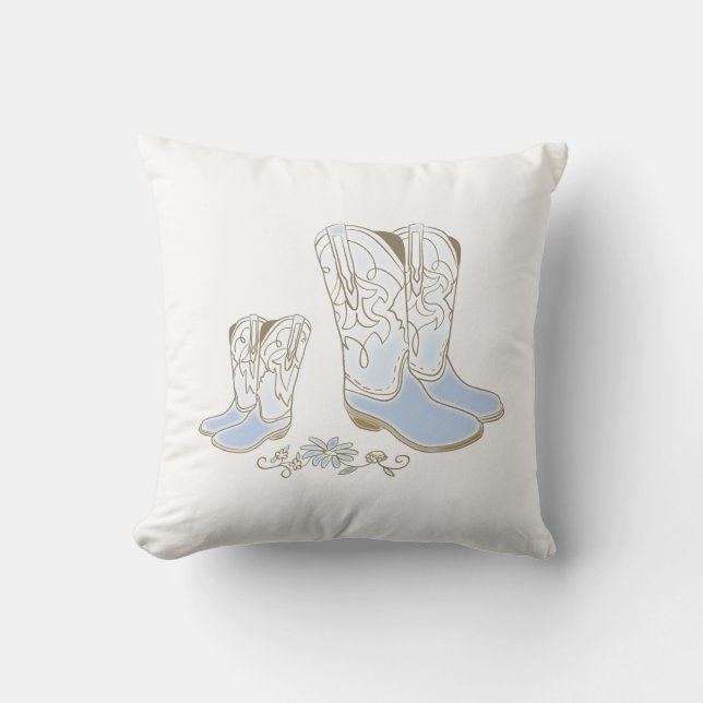 Coussin Cowboy Baby shower Pays Western Blue Boy (Recto)