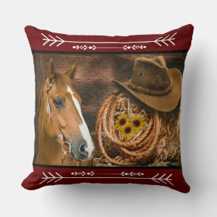 Coussin Cowboy de Western Horse Cowboy Cowboy Hat Wagon Wh