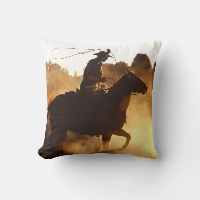 Coussin Cowboy occidental avec le lasso (Recto)