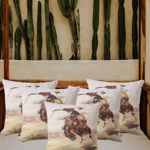 Coussin Cowboy occidental sauvage vintage sur le cheval