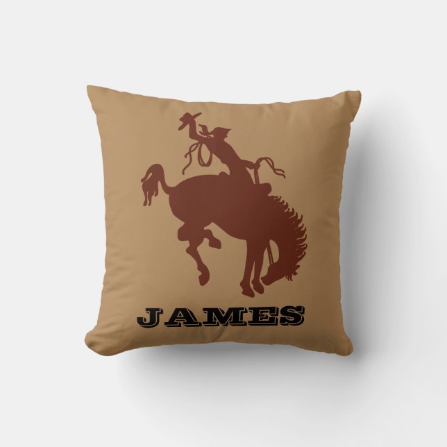 Coussin Cowboy Western Rodeo nom personnalisé (Recto)