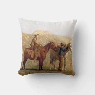 Coussin Cowboys occidentaux vintages et chevaux