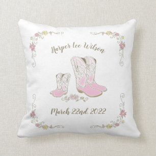 Coussin Cowgirl Baby shower Pays Western Rose Girl