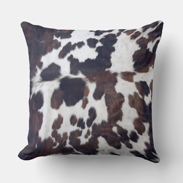 Coussin Cowhan Tan noir et blanc Motif d'impression (Recto)