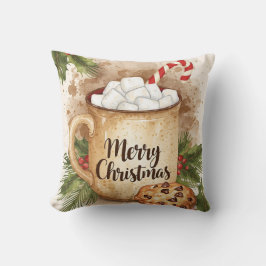 Coussin Cozy cocoa merry christmas holly cookie warm