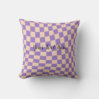 Coussin Cozy Cute Lavande Damier Distordu