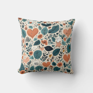 Coussin Cozy Pastel Floral & Geometric Pattern Pillow
