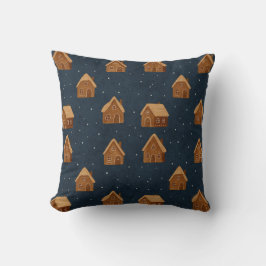 Coussin Cozy Winter Village Pattern Throw Pillow