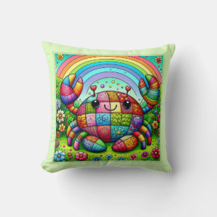 Coussin Crabe à patchwork coloré