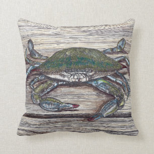 Coussin Crabe bleu sur l'oreiller à jetons à quai