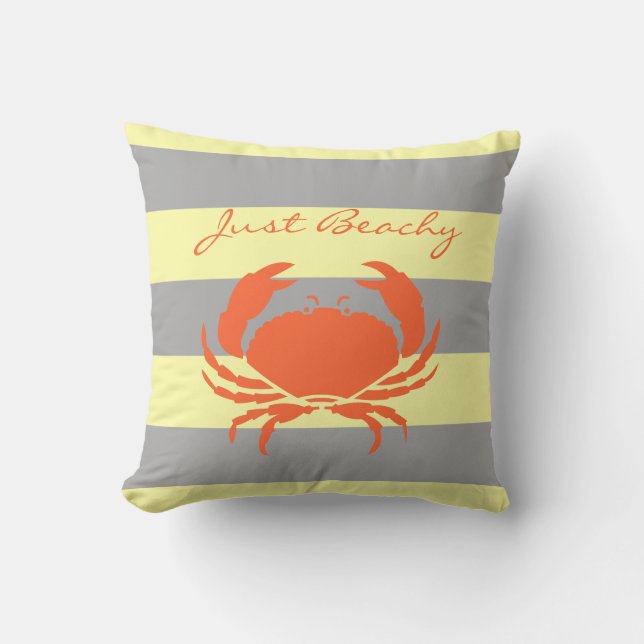 Coussin Crabe cuit et bande de plage jaune (Recto)