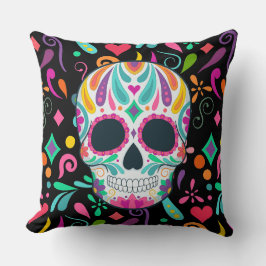Coussin Crâne à sucre fleur fantaisie