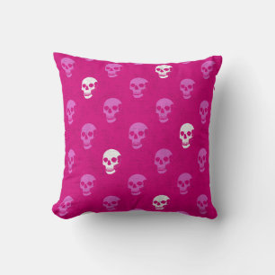 Coussin Crâne anatomique grungy À petits pois rose blanc
