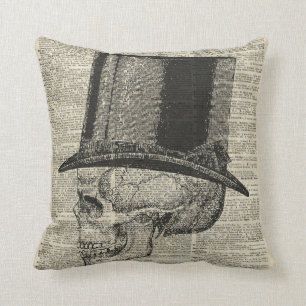 Coussin Crâne avec le pochoir de casquette de victorian