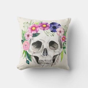 coussin crâne croisé Halloween vintage