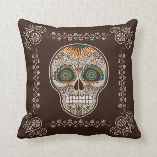 Coussin Crâne décoratif de tournesol de Dia de los Muertos