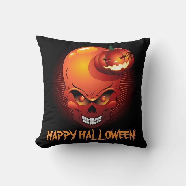 Coussin Crâne d'Halloween et Citrouille américain MoJo Cou (Recto)