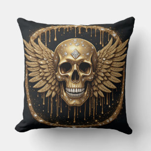 Coussin 💀 Crâne et ailes Cadeau gothique pour les fans de