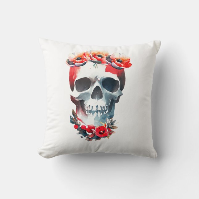 Coussin Crâne et Rose (Recto)