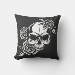 Coussin Crâne et Roses