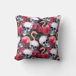 Coussin Crâne floral, motif flamand sans soudure.