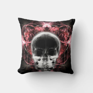 Coussin Crâne fractal à papillon X-Ray - Rouge