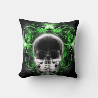 Coussin Crâne fractal à papillon X-Ray - Vert