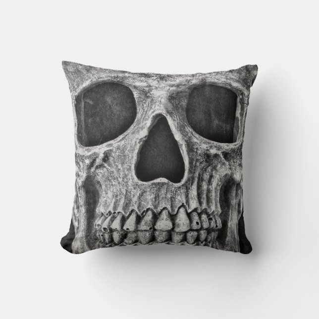 Coussin Crâne gothique Cool de Grunge noir et blanc (Recto)
