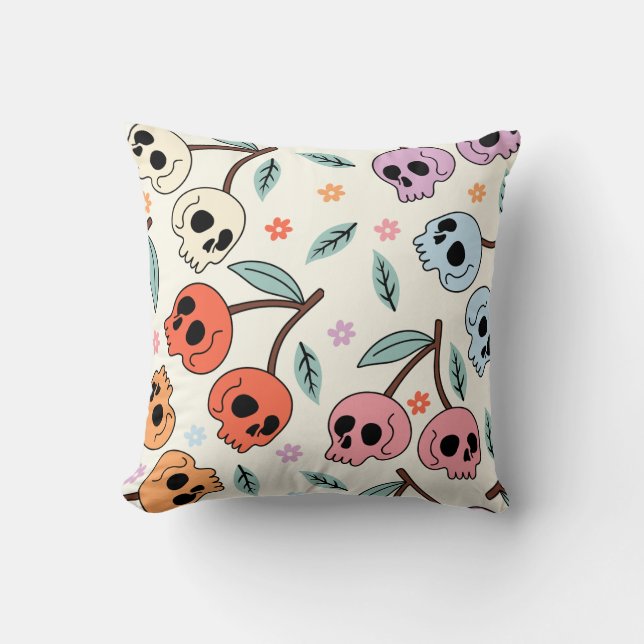 Coussin Crâne pastel Design artistique et lunatique (Recto)