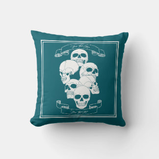 Coussin Crânes avec texte sarcelle