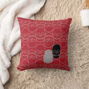 Coussin Crânes - rouge sang et blanc os
