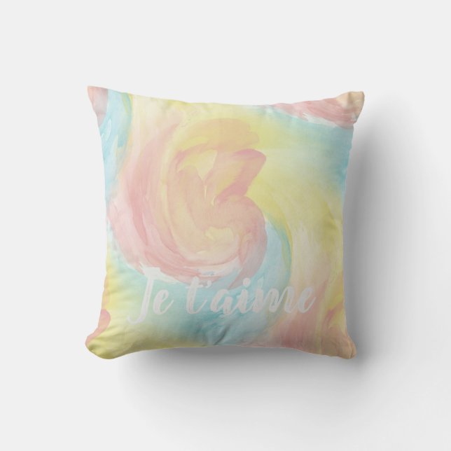 Coussin Cravate-Dye Retro Pastel Peinture d'Aquarelle dans (Recto)