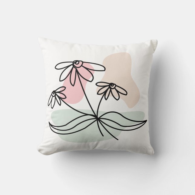 Coussin Crayon Abstrait Pastel Floral (Recto)