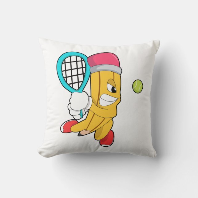 Coussin Crayon au tennis avec raquette de tennis (Recto)
