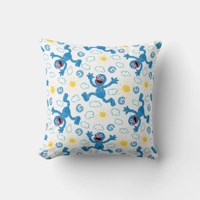 Coussin Crayon Grover Motif Soleil Radieux (Recto)