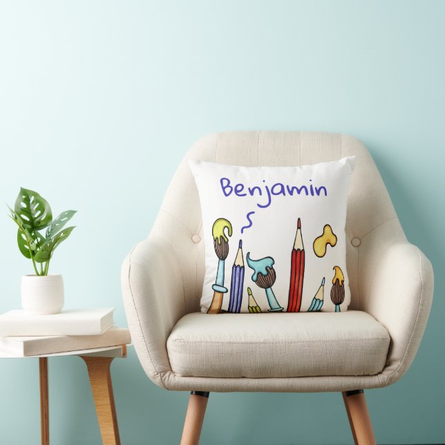 Coussin Crayons et pinceaux  (Chaise)