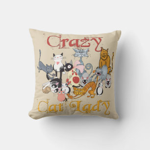 Coussin Crazy Cat Lady Cartoon Cats