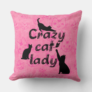 Coussin Crazy Chat Lady mignonette petites kitties Motif E