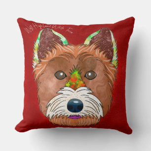 Coussin Crazy West Highland White Terrier peint à la main