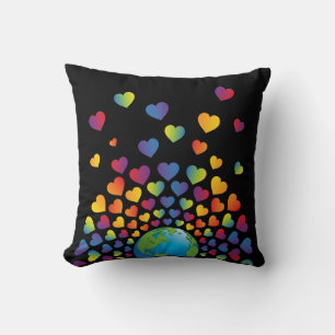 Coussin Création de cœur arc-en-ciel coloré minimaliste él