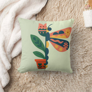 Coussin Création de libellule florale fantaisiste
