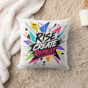 Coussin Créer Grandir Répéter Typographie Motivation – Cou
